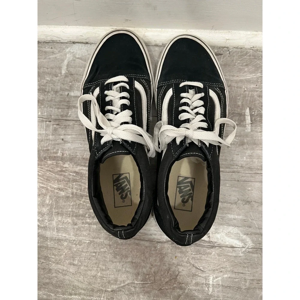 Vans Old Skool Men's 11 Black White Canvas Suede Low Top Skate Sneakers 507452